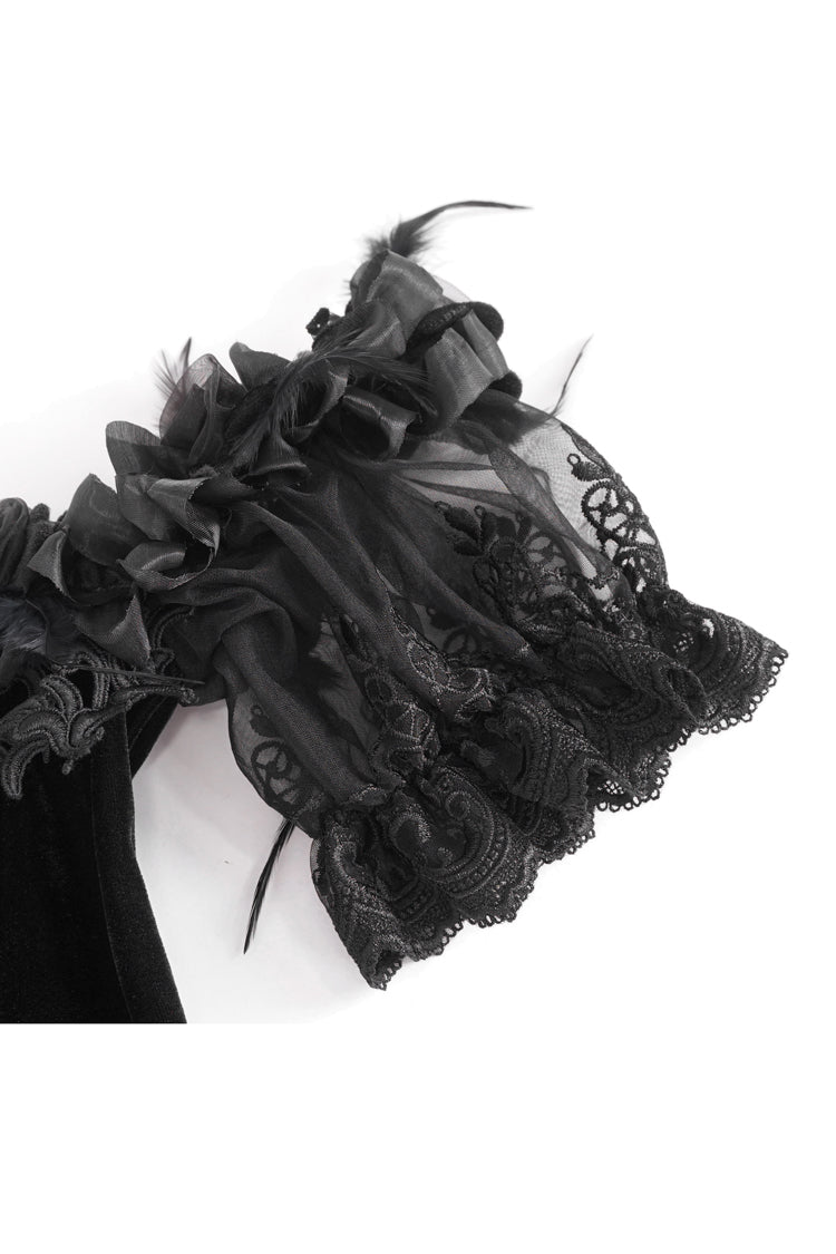 Red Off Shoulder High Waisted Print Lace Women's Gothic Dress - Product - 12