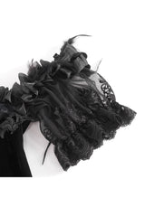 Red Off Shoulder High Waisted Print Lace Women's Gothic Dress - Product - 12