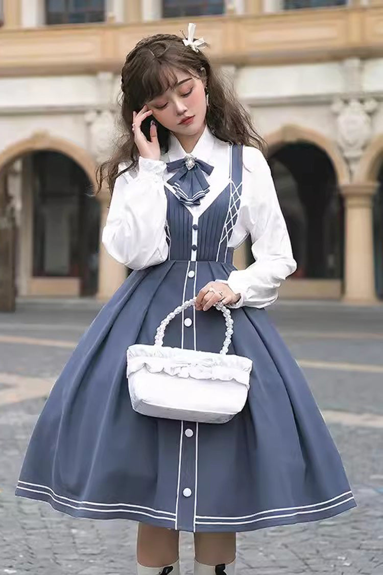 Blue Book of Lies Sweet College Style Elegant Lolita Jsk Dress - Product - 5