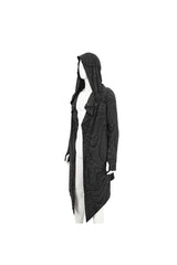 Black Lrregular Back Multi Chain Long Men's Gothic Coat With Hood - Product - 11
