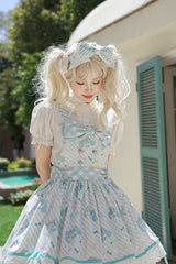 Blue [Hatsune Miku] Sleeveless Print Bowknot Lace Sweet Lolita Strap Jumper Dress - Product - 2