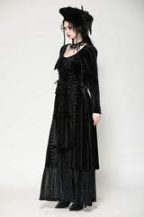 Black Long Sleeves Eyelets Side Slit Women's Gothic Maxi Dresses Wedding Dress - Product - 10