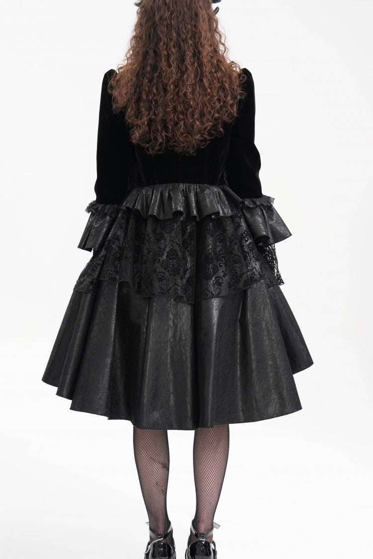 Black Long Sleeves Ruffle Lace Mesh Women's Gothic Jacket - Product - 8