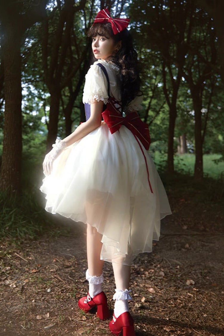White/Blue Gorgeous White Snow Princess Short Sleeves Sweet Lolita Dress - Product - 6