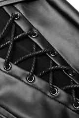 Black Hollow Rope Belt Decoration Lace-Up Mesh Women's Steampunk Leggings - Product - 7