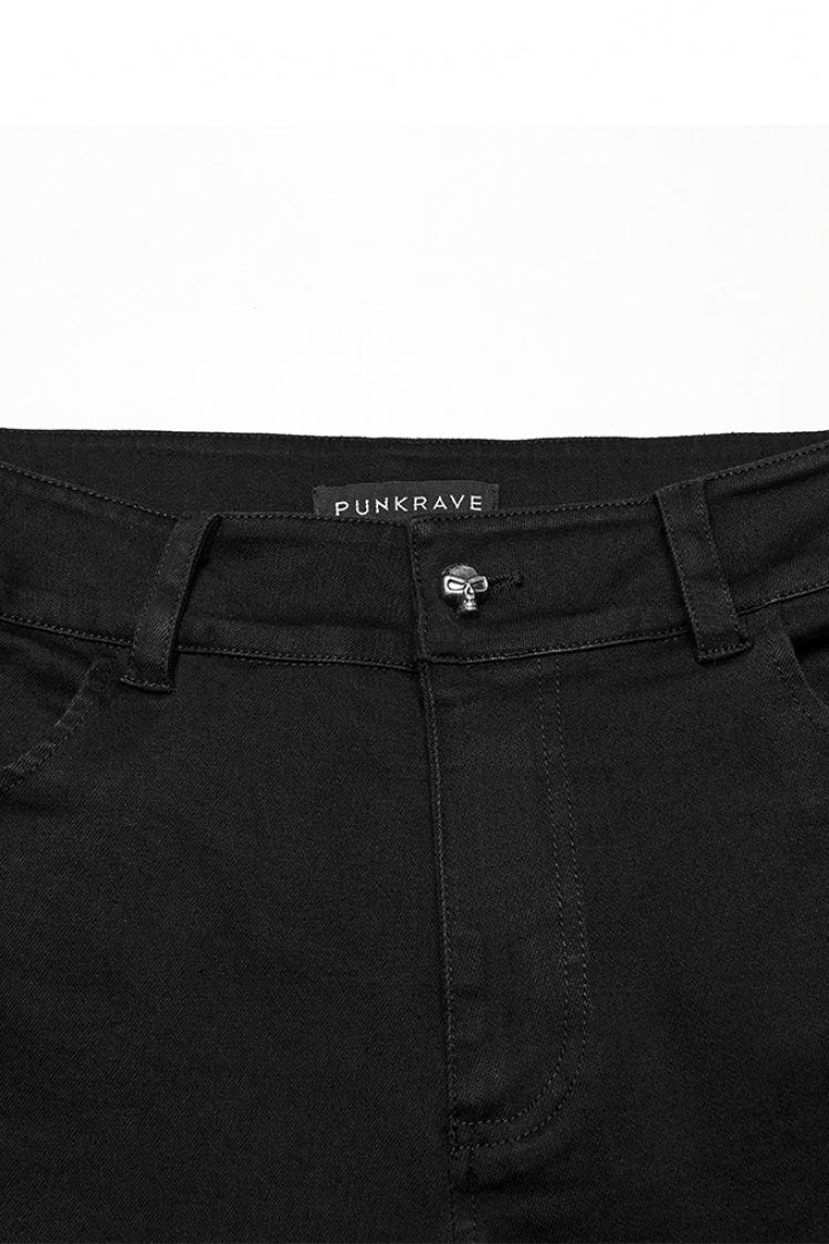 Black Multi-pocket Pleated Men's Punk Denim Pants - Product - 8