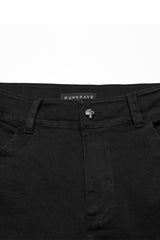 Black Multi-pocket Pleated Men's Punk Denim Pants - Product - 8