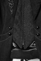 Black Stand Collar Long Sleeves Embroidered Lace-Up Zippered Women's Gothic Jacket - Product - 7