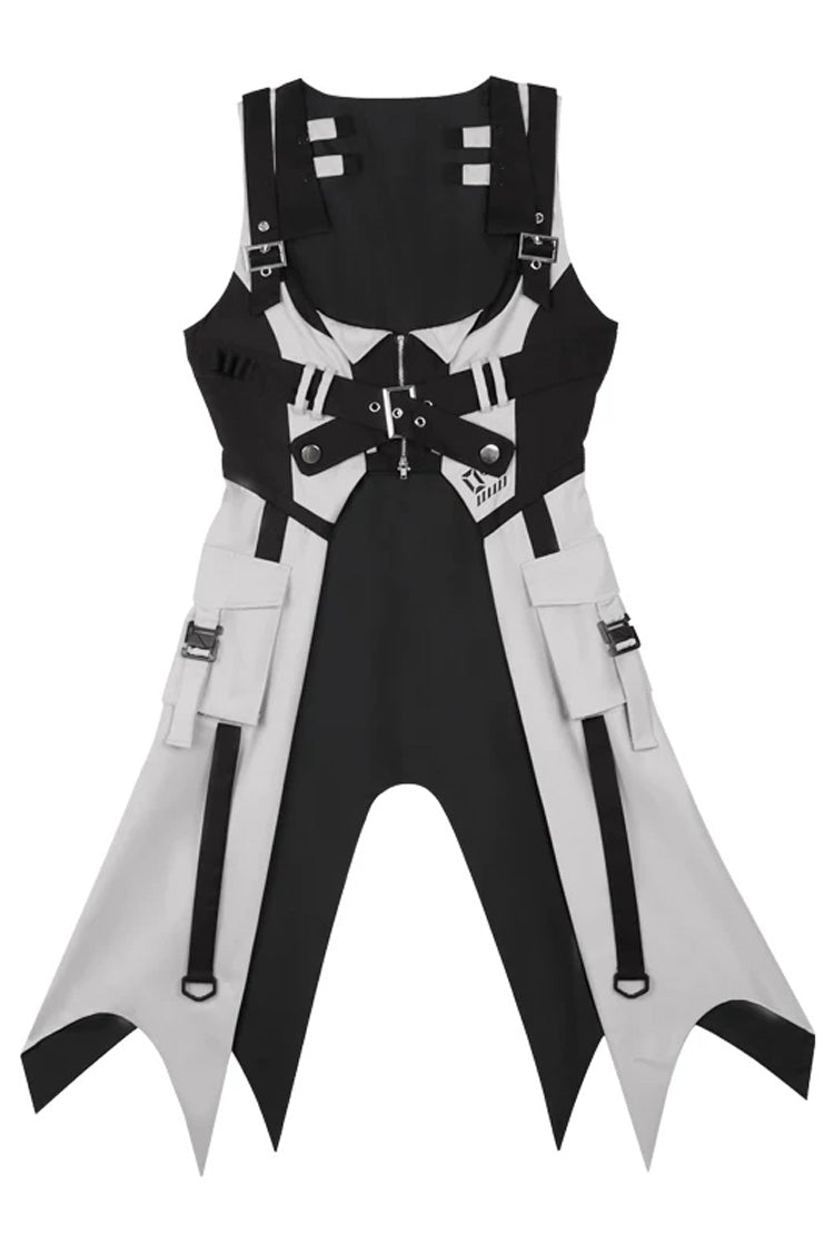 Black/White Long Sleeves Color Matching Handsome Sci-fi Lolita Skirt Set - Vest(Only) - 11