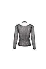Black Wool Shoulder Loop Adjustable Asymmetric Wrapped Women's Punk T-Shirt - Product - 9