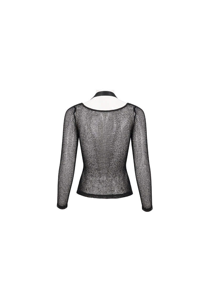Black Wool Shoulder Loop Adjustable Asymmetric Wrapped Women's Punk T-Shirt - Product - 9
