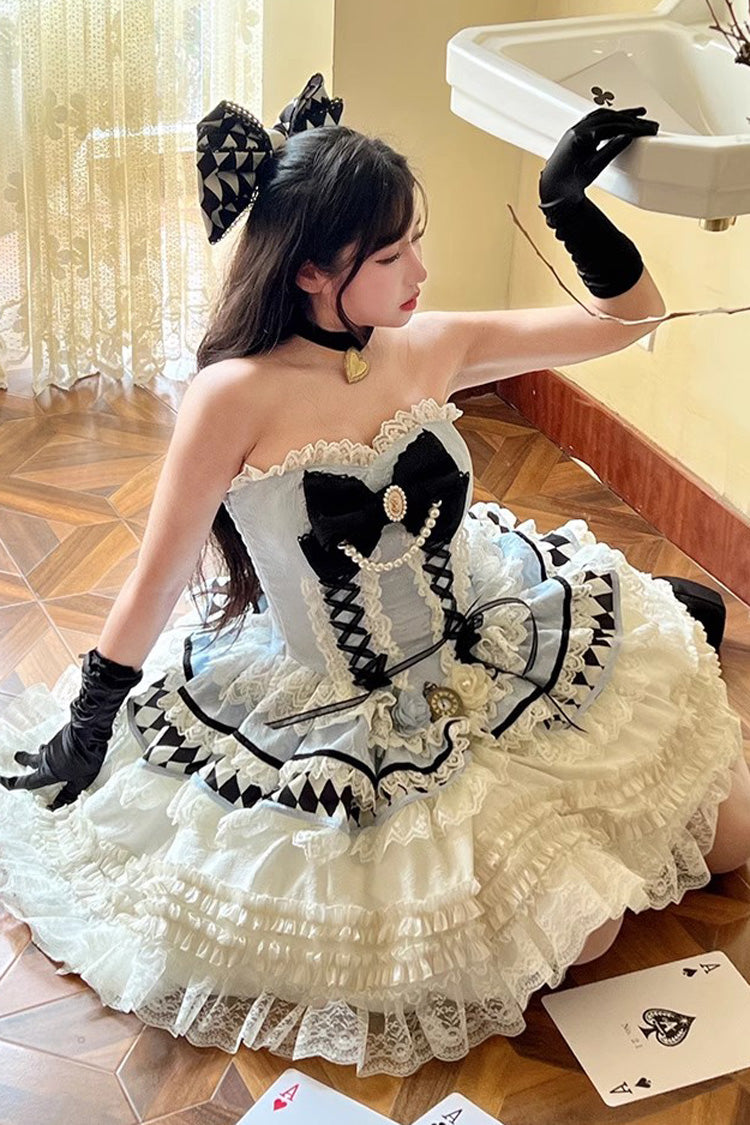 Princess Coronation Multi-layer Ruffle Bowknot Slim Romantic Sweet Lolita Dress 2 Colors - Product - 10