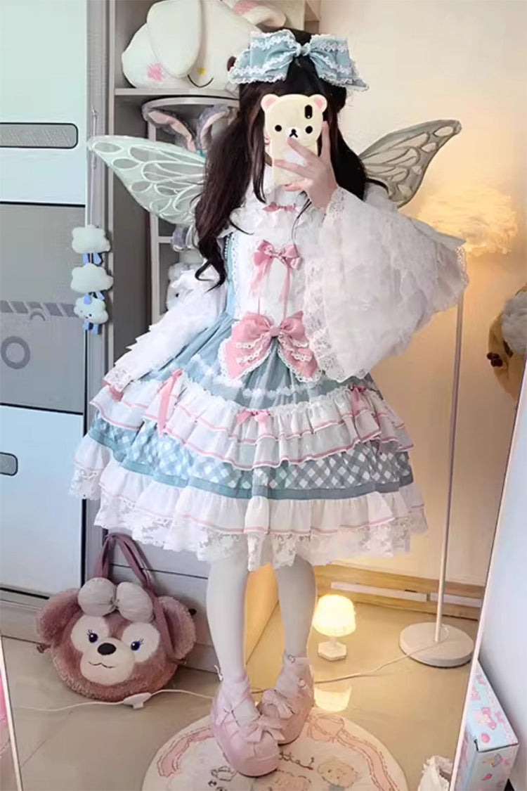 [Beating Heart] Sleeveless Print Ruffle Bowknot Lace Sweet Lolita Dress 3 Colors - Product - 11
