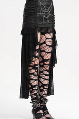 Black Chain Lace Irregular Hem Mesh Women's Gothic Skirt - Product - 3