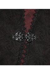 Black/Red Knitted Long Sleeves Big Hat Mystery Witch Rose Pattern Women's Gothic Coat - Product - 9
