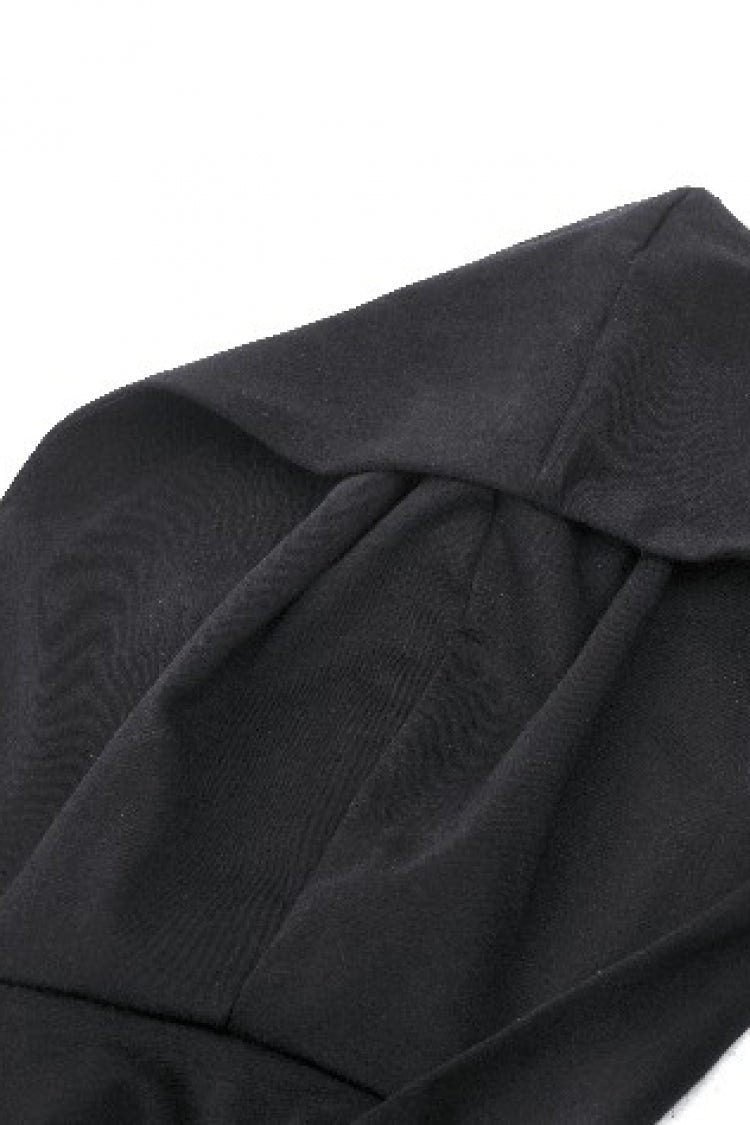 Black Long Sleeves Cut-Out Buckled Women's Punk Shrug with Hood - Product - 13