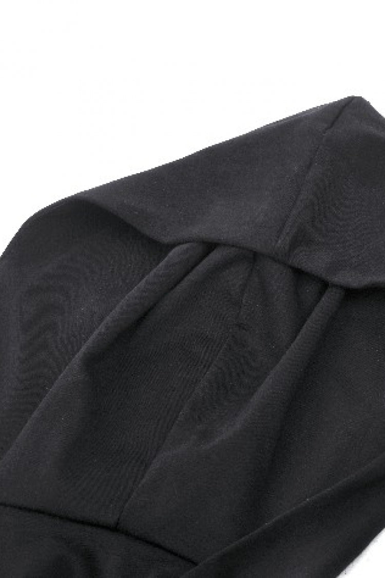 Black Long Sleeves Cut-Out Buckled Women's Punk Shrug with Hood - Product - 13
