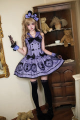 Purple [Sugar Bear] Halterneck Sleeveless Embroidered Bow Sweet Lolita Dress - Product - 4