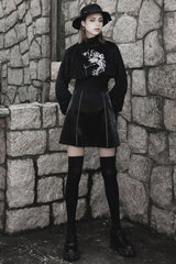 Black Rivet Lace A Version Slit Leather Women's Punk Skirt - Product - 4
