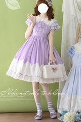 [Summer Wind] Short Sleeves Polka Dot Print Ruffle Embroidery Sweet Lolita Dress 3 Colors - Product - 7