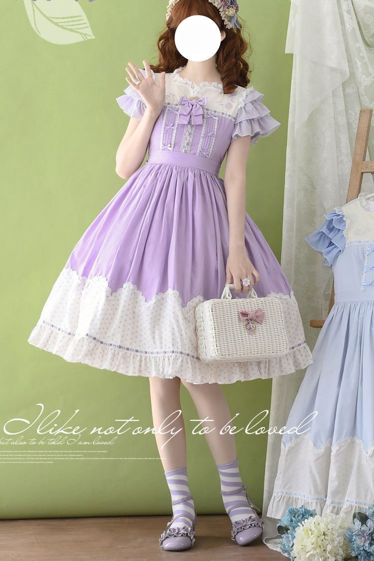 [Summer Wind] Short Sleeves Polka Dot Print Ruffle Embroidery Sweet Lolita Dress 3 Colors - Product - 7