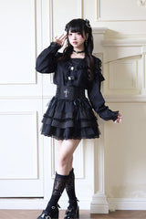 Jirai Kei Navy Collar Long Sleeves Bowknot Lace Sweet Japanese Blouse 3 Colors - Product - 12