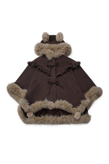 Brown [Fluffy Little Bear] Sleeveless Printed Ruffled Bow Sweet Lolita Strap Dress - Coat - 12