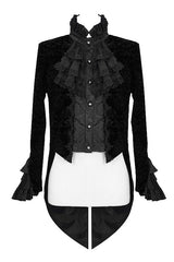 Black Court Pattern Stand Collar Gothic Mens Coat - Product - 4