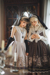 Demon Hunting Notes Print Ruffle Sweet Elegant Lolita Jumper Dress 2 Colors - Product - 14
