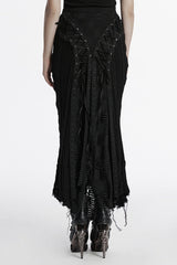 Black Ripped Lace-up Women's Gothic Knitted Skirt - Product - 3