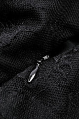 Black High Waisted Heart Embroidered Lace Women's Gothic Maxi Skirt - Product - 15