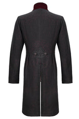 Black And Red Retro Embroidered Mens Gothic Coat - Product - 6