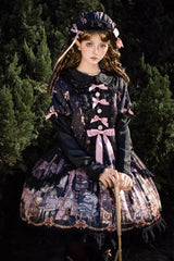 Black [The Case of the Missing Lamb] Print Long Sleeves Ruffle Bowknot Lace Gothic Lolita Dress - Product - 3