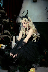 Black/Blue Sleeveless Multi-Layered Ruffled Lace Women's Lolita Gothic Slip Dress Wedding Dress - Product - 12