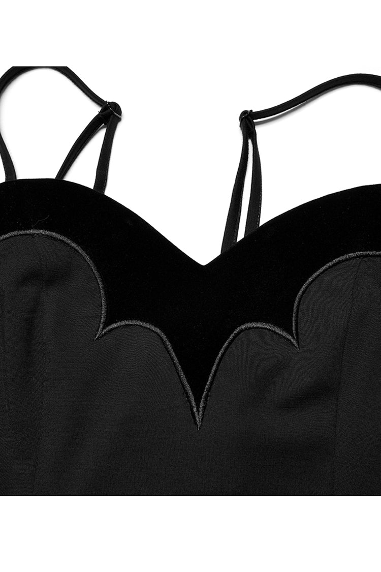 Black Bat Fleece Embroidered Sun Gothic Suspender Women's Dress - Product - 9