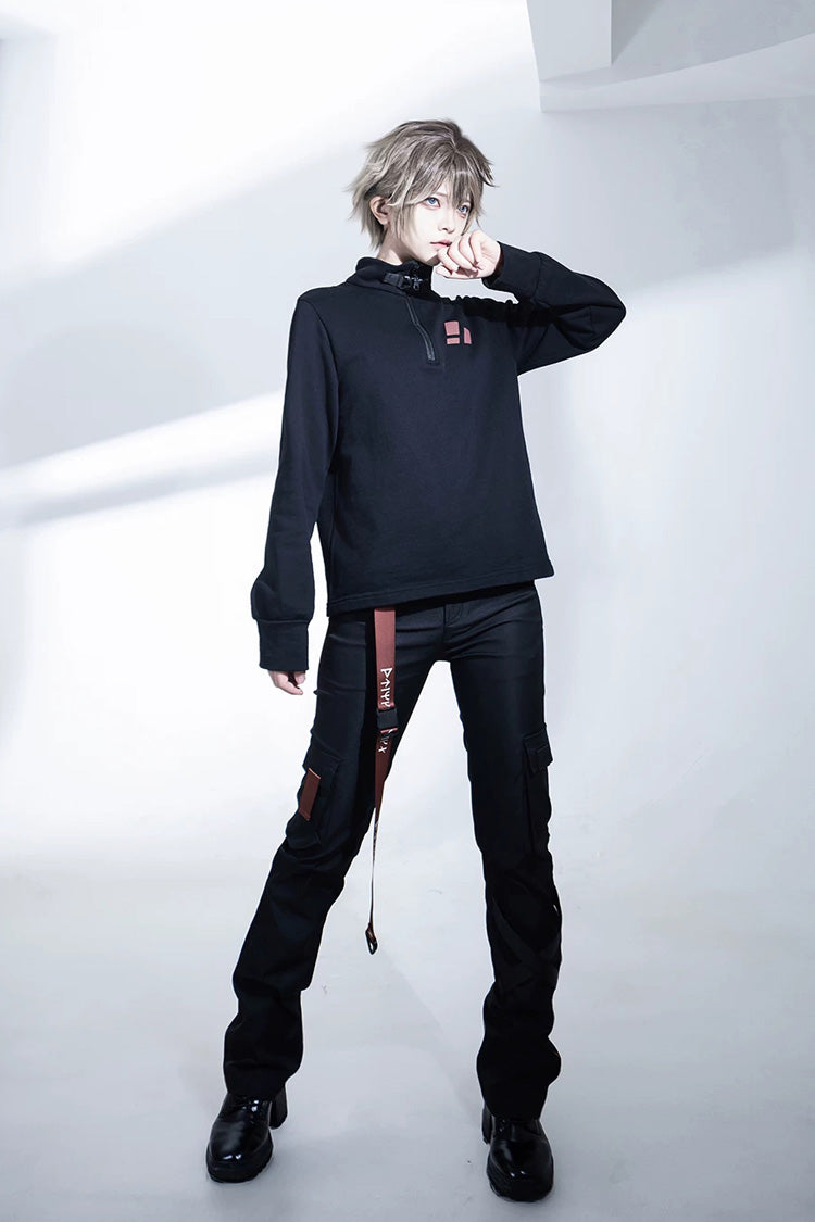 Black [Nameless Blade] Stand Collar Long Sleeves Gothic Prince Ouji Lolita Pants Set - Product - 8