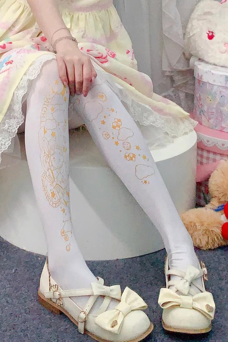 White Hot Stamping Print Sweet Lolita Pantyhose 11 Styles - Style11 - 11