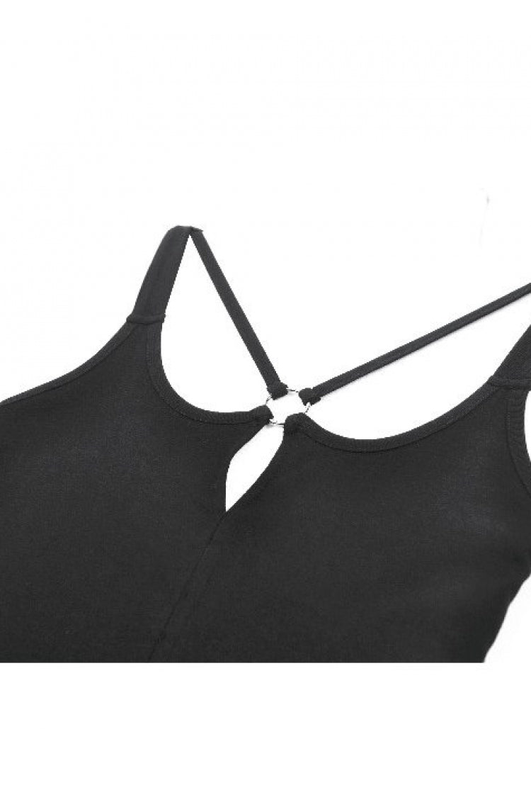Black Cross Straps Cut-Out Women's Sweet Balletcore Mini Slip Dress - Product - 12