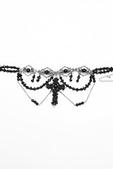 Black Irregular Beaded Cross Women's Punk Necklace - Product - 5