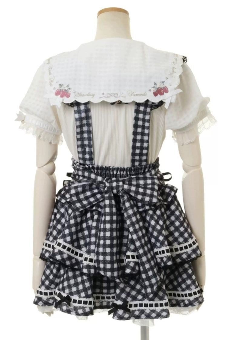 Sweet Multi-Layered Plaid Printed Ruffled Bow Lace-Up Jirai Kei Plus Size Japanese College Style Skirt 3 Colors - Product - 6