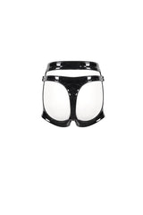 Black Sexy Stretch Patent Leather Detachable Gusseted Women's Punk Shorts - Product - 9
