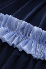 White/Blue [Identity V Gardener Inspired Dreamy] Half Sleeves Multi-Layered Ruffled Bow Classic Chinese Inspired Lolita Skirt Set - Product - 5
