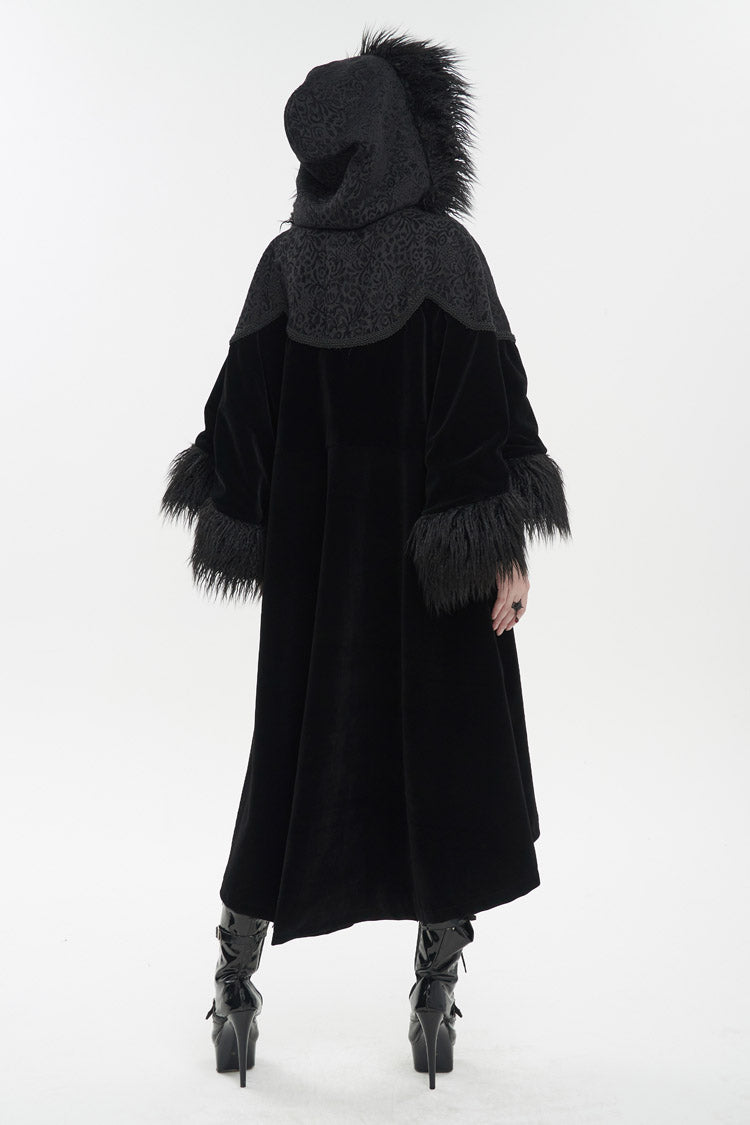 Black Jacquard Fabric Petal Stitching Three-Dimensional Webbing Cape Like Wide Wool Sleeves Women's Gothic Jacket - Product - 5