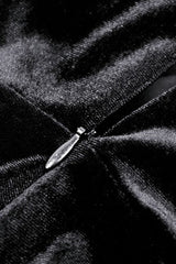 Black Long Sleeves Cut-Out Lace-Up Women's Gothic Side Slit Velvet Party Dress Wedding Dress - Product - 16