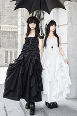 White [Dream] Sleeveless Ruffle Gothic Lolita Strap Dress - Product - 3