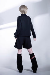Black Unmarked Blade Gothic Handsome Ouji Lolita Shorts - Product - 11
