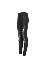 Black Strappy Mesh Splice Ruched Women's Punk Leggings - Product - 8