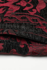 Black/Red Men's Stand Collar Jacquard Print Stitching Metal Ring Decoration Gothic Vest - Product - 7
