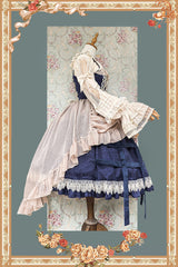 [Lilith’s Cage] Sleeveless Print Ruffle Bowknot Lace-Up Gothic Elegant Lolita Jsk Dress 2 Colors - Product - 10