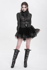 Black Cross Tassel Print Women's Gothic Skirt - Product - 8